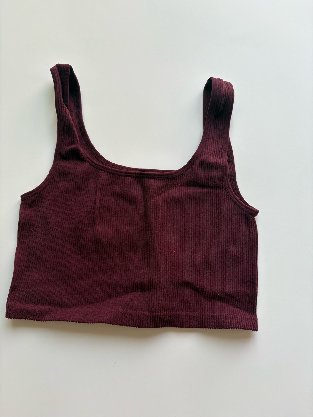 Ardene Ribbed Scoop Crop Tank - Wine